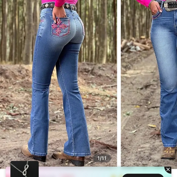 Flamingo jeans Cross embroidered - Picture 2 of 9